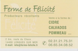 ferme de Félicité carte de visite