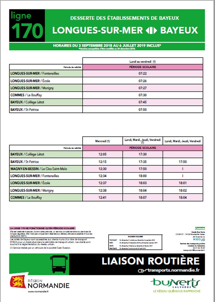 03.09.18 HORAIRES BUS VERTS - Longues sur mer