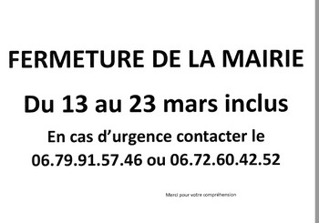 13.03.2023 Fermeture mairie