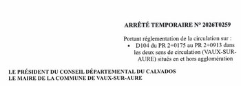 11.05.2026 Arrêté temporaire de circulation n° 2026T0259